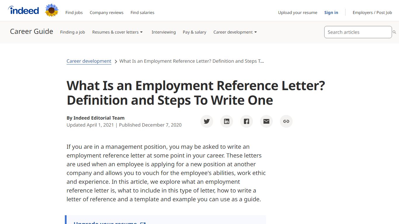 What Is an Employment Reference Letter? Definition and Steps ... - Indeed